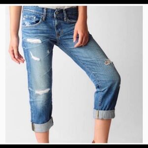 AG Adriano Goldschmied Ex-Boyfriend Cropped Distressed Jeans‎ Size 27